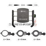 Βάση τηλεφώνου -4 RIDE- 62-90mm τηλέφωνο, με USB 3.0 φορτιστής, αντικραδασμικό, στήριξη για τιμόνι/καθρέφτης - universal