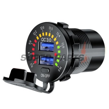 Αντάπτορας USB -4 RIDE- MUS34, 12V, 2xUSB 3.0 + βολτόμετρο, 2 pin - universal