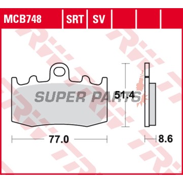 Τακάκια φρένων -TRW- MCB748SV, BMW HP2 Megamoto 1200, K1200RS/GT/S/LT, K1300S/GT, R850RT/R, R1100S, R1150GS/RT/R, R1200GS/Adventure/RT/R/ST/S LC - 2000-2015