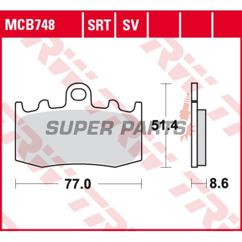 Τακάκια φρένων -TRW- MCB748SV, BMW HP2 Megamoto 1200, K1200RS/GT/S/LT, K1300S/GT, R850RT/R, R1100S, R1150GS/RT/R, R1200GS/Adventure/RT/R/ST/S LC - 2000-2015