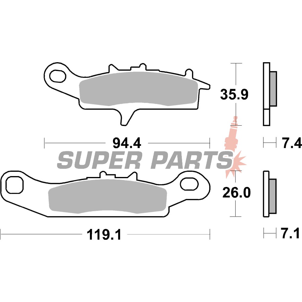 Τακάκια φρένων -BREMBO- 07KA24SX, Kawasaki KFX 450R, 700 (2004-2014), KVF 650 Brute Force, 700 Prairie (2002-2011), Suzuki LT-V 700 Twin Peaks (2004-2006)