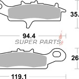 Τακάκια φρένων -BREMBO- 07KA24SX, Kawasaki KFX 450R, 700 (2004-2014), KVF 650 Brute Force, 700 Prairie (2002-2011), Suzuki LT-V 700 Twin Peaks (2004-2006)