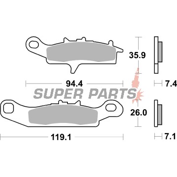 Τακάκια φρένων -BREMBO- 07KA24SX, Kawasaki KFX 450R, 700 (2004-2014), KVF 650 Brute Force, 700 Prairie (2002-2011), Suzuki LT-V 700 Twin Peaks (2004-2006)