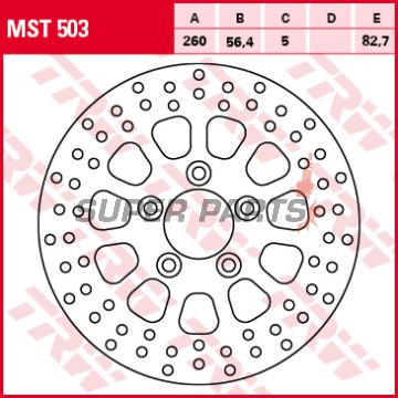 Δίσκος φρένου -TRW- MST503, 260mm, Harley-Davidson XL1200 Forty Eight/Sportster Custom/Seventy Two/Nightster/SuperLow/Iron 883/883R (2007-2022)