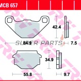 Τακάκια φρένων -TRW- MCB657, Aprilia ETX/MX/Pegaso/RX/SX/Tuareg 125-650, Beta Alp/Euro/Jonathan/M4, Buell M2/S1/S3 1200, Cagiva N90/WMX 50, Fantic Big Wheel/Grinta/Leader, Garelli Big Wheel/Bip Racing, Gas Gas Enducross 125TT, Gilera Eaglet 50, Husqvarna