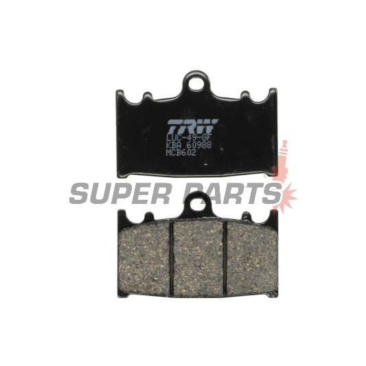 Τακάκια φρένων -TRW- MCB602, Kawasaki GPZ, KLZ, VN, ZR, ZX, ZX-6R, ZX-9R, ZXR, ZZR 1989-2019; Suzuki GSF, GSR, GSX, GSX-R, RGV, SV 1988-2017