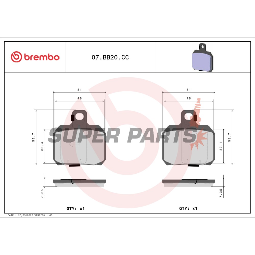Τακάκια φρένων -BREMBO- 07BB20CC, Aprilia RSV/Tuono/Capo Nord, Benelli TNT/Tornado/TreK, Ducati Monster/Multistrada/1098/1198/Hypermotard/Sportclassic, Honda FES/ST, KTM RC8/Super Duke, Moto Guzzi Breva/Nevada/V7, Piaggio Beverly/X8