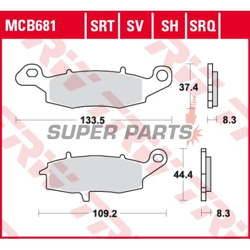 Τακάκια φρένων -TRW- MCB681, Kawasaki ER-6F/ER-6N, Versys 650, VN/Vulcan, W650/W800, Z750/ZR-7; Suzuki V-Strom, SV650, GS500, Bandit, Intruder/VanVan (1995-2020)