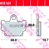 Τακάκια φρένων -TRW- MCB524, Yamaha RD80/125/250/350LC (1982-1984), SR125/250 (1996-1998), XJ550/650 (1983-1985), XS400 DOHC (1982-1984), XT500/600Z Tenere (1983-1989), XV250 Virago (1989-1994), XZ550 (1982-1984)
