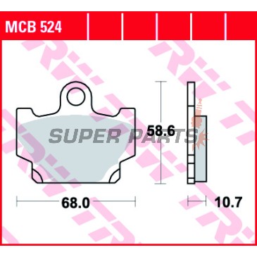 Τακάκια φρένων -TRW- MCB524, Yamaha RD80/125/250/350LC (1982-1984), SR125/250 (1996-1998), XJ550/650 (1983-1985), XS400 DOHC (1982-1984), XT500/600Z Tenere (1983-1989), XV250 Virago (1989-1994), XZ550 (1982-1984)