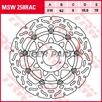 Δίσκος φρένου -TRW- MSW258RAC, 310mm, Honda CB 1100SF (2000-2003)/CBR 1100XX Blackbird (1999-2008)