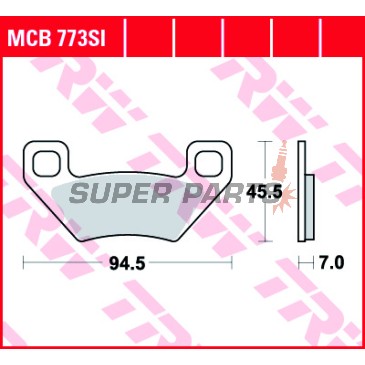 Τακάκια φρένων -TRW- MCB773SI, Arctic Cat 250/300/400/500/700 ATV 2x4/4x4/TRV/TBX (2005-2008), Kymco Maxxer 450i (2011-2015)
