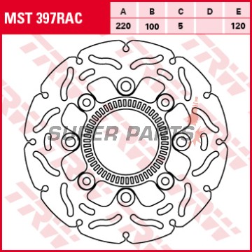 Δίσκος φρένου -TRW- MST397RAC, 220mm, Kawasaki ER-6F/ER-6N + Versys 650 ABS (2006-2011)