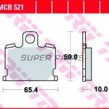 Τακάκια φρένων -TRW- MCB521, Yamaha RD 50/80MX/250LC/350LC, RX80SE, XJ550/750 Seca, XS1100S, XV1000SE Midnight Special (1981-1985)