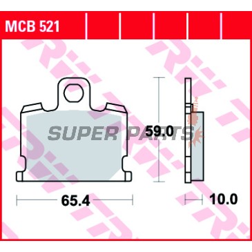 Τακάκια φρένων -TRW- MCB521, Yamaha RD 50/80MX/250LC/350LC, RX80SE, XJ550/750 Seca, XS1100S, XV1000SE Midnight Special (1981-1985)