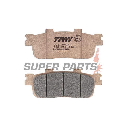 Τακάκια φρένων -TRW- MCB800SRM, sintered, Daelim ET/QL/S3/S300/VL (2005-2022); E-Ton VXL (2006); Peugeot LXR 125 (2010-2014); SYM HD/HD2/Joymax/Joyride/Citycom (2001-2022); TGB X-Motion 125-300 (2008-2022)