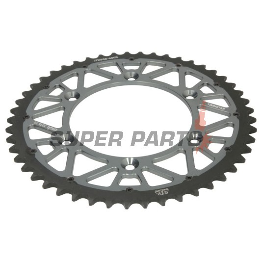Πίσω γρανάζι -JT- JTX808,49GR, 49 δόντια, γκρι, υβριδικό, Kawasaki KLX 400 2003, Suzuki DR 350 1990-1999, DR-Z 250 2001-2007, DR-Z 400 2000-2017, RM 100 1979-1982, RM 125 1983-2012, RM 250 1987-2012, RM-X 250 1989-2001, RM-X 450 2010-2019
