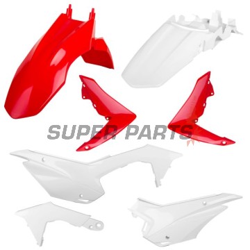 Σετ πλαστικών -POLISPORT- κόκκινο/λευκό, HONDA CRF 110 2013-2018