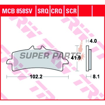 Τακάκια φρένων -TRW- MCB858SV, Aprilia RSV4 1000, BMW S1000RR HP4, Ducati Panigale 1199/1299, Kawasaki H2 & ZX-10R, KTM RC8 1190 & Super Duke 1290, MV Agusta F4/F3, Suzuki Hayabusa & GSX-R 1000, Triumph Daytona 675 & Speed Triple 1050
