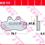 Τακάκια φρένων -TRW- MCB774, Gilera Runner 125FX/180FXR/180VXR/200VXR (1999-2005), MBK XC 125 Flamex(2005), Peugeot Elyseo 125 (2003), Piaggio Beverly 125/125GT (2002-2005), Yamaha Cygnusx125 (2004-2009)