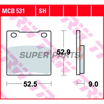 Τακάκια φρένων -TRW- MCB531SH, Kawasaki Z, ZR, ZRX, ZX, ZX-12R, ZX-7R, ZXR, ZZR 1979-2006; Suzuki GS, GSF, GSX, GSX-R, RF, RG, RGV, SV, TL, VX 1983-2011