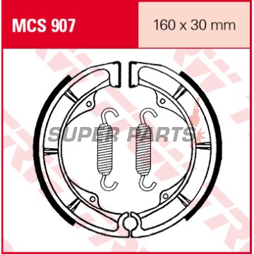 Σιαγόνες φρένων -TRW- MCS907, 160x30mm, Suzuki DR 750S Big (1988), GN 250 (1983-1997), GR 650X (1985-1989), GS 450E (1988), LS 650 Savage/650F/650P (1986-2000), LT-A 400F Eiger 2x4 Automatic/Eiger (2002-2007), LT-F 400 Eiger 2x4/400F Eiger 4x4