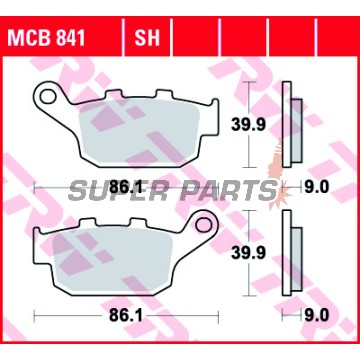 Τακάκια φρένων -TRW- MCB841SH, Kawasaki Versys 650, Z750R/Z800/Z800E; Suzuki GW250, SFV650 Gladius, SV650 ABS (2009-2020)