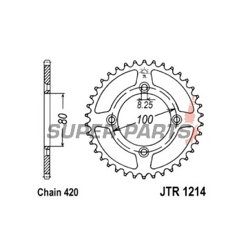 Πίσω γρανάζι -JT- JTR1214,49, 49 δόντια, ατσάλινο, Honda CR 50 1984, CR 60 1985-1986, CR 80 1982-1984, CRF 110 2013-2021, CRF 70 2004-2012, CRF 80 2004-2013, XR 70 1997-2003, XR 80 1985-2003