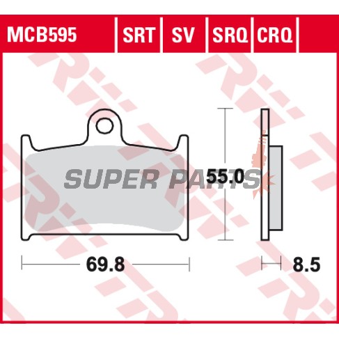 Τακάκια φρένων -TRW- MCB595, Suzuki GSX-R 400/750/1100 (1988-1995), Triumph Daytona, Rocket III, Speed Triple, Sprint, Thunderbird, Tiger, Trophy (1991-2016), Yamaha TZ250 (1990-2001)
