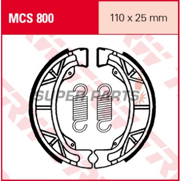 Σιαγόνες φρένων -TRW- MCS800, 110x25mm, Aprilia SR/Rally/Sonic, Honda SH/SFX/DAX, Kymco Agility/Dink/Top Boy, Malaguti F10/F12, Peugeot Ludix/Speedfight/Trekker/Vivacity, Piaggio NRG/Zip (1966-2015)
