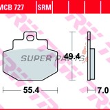 Τακάκια φρένων -TRW- MCB727, Benelli Adiva 125/150 (1999-2005), Gilera Runner 125/180/200 (2001-2013), Vespa/Piaggio DNA, GT, GTS, GTV, GTX, Hexagon, Granturismo 125/150/200/300 (2000-2016)