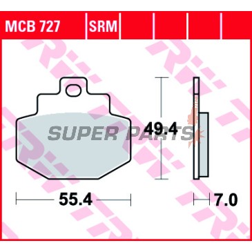 Τακάκια φρένων -TRW- MCB727, Benelli Adiva 125/150 (1999-2005), Gilera Runner 125/180/200 (2001-2013), Vespa/Piaggio DNA, GT, GTS, GTV, GTX, Hexagon, Granturismo 125/150/200/300 (2000-2016)
