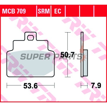 Τακάκια φρένων -TRW- MCB709, Aprilia Compay/Habana/Mojito 125 2000-2010; Aprilia Leonardo/SR 125-150 1999-2005; Aprilia Scarabeo 50-100 2000-2009