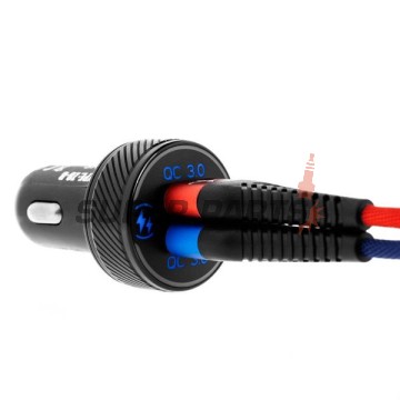 Αντάπτορας USB για αναπτήρα -4 RIDE- LAD000316, 12V, 2xUSB 3.0 + βολτόμετρο - universal