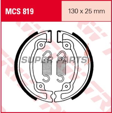 Σιαγόνες φρένων -TRW- MCS819, 130x25mm, Bombardier DS 50/902T/904T (2002), Honda CG 125 (1998-1999), CH 125/250 Spacy & Elite (1985-1999), CN 250 Helix/Elite (1985-2000), CR 125R/250R (1979-1982), NX 125 (1988-2000), TRX 70 (1986-1987), XL 250R (1