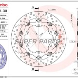 Δίσκος φρένου -BREMBO- 78B40830, Yamaha BT Bulldog 1100, FJR1300, FZS1000 Fazer, TDM900/ABS, XJ600N, XJR1300/SP, XV535 Virago & XV1700 Road Star Warrior, XVS1100 Drag Star/Classic, YZF600R Thunder Cat, YZF1000R Thunder Ace, YZF-R1 1000, YZF-R6 6