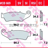 Τακάκια φρένων -TRW- MCB669RSI, Aprilia MXV/RXV, Beta RR, Gas Gas EC/FSE/FSR/MC, Honda CR/CRF/XR/XL, Kawasaki KDX/KLX/KX, Suzuki DR-Z/RM/RM-Z, Yamaha WR/YZ/XT (1993-2020)