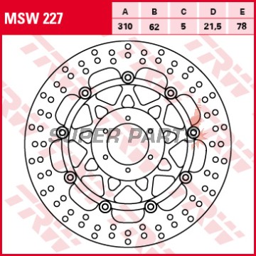 Δίσκος φρένου -TRW- MSW227, 310mm, Honda CBR 900RR Fireblade (1998-1999)