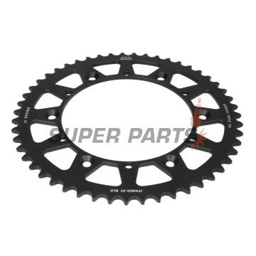 Πίσω γρανάζι -JT- JTA853,51BLK, 51 δόντια, μαύρο, αλουμινίου, Kreideler 170 170 2004-2006, Yamaha DT 200 1989-1995, IT 175 1980-1983, IT 200 1984-1986, IT 250 1981-1984, SR 500 1991-1999, TT 250 1989-2004, TT 350 1986-1992, TT 600 1983-1992, 1996-2003