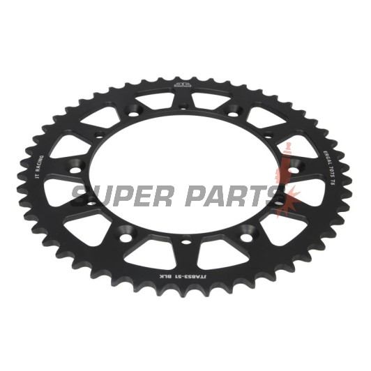 Πίσω γρανάζι -JT- JTA853,51BLK, 51 δόντια, μαύρο, αλουμινίου, Kreideler 170 170 2004-2006, Yamaha DT 200 1989-1995, IT 175 1980-1983, IT 200 1984-1986, IT 250 1981-1984, SR 500 1991-1999, TT 250 1989-2004, TT 350 1986-1992, TT 600 1983-1992, 1996-2003