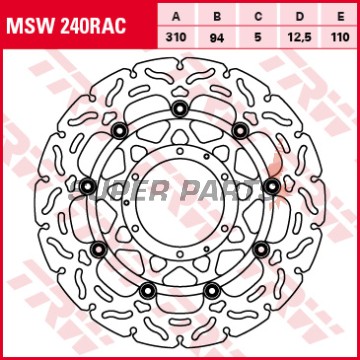 Δίσκος φρένου -TRW- MSW240RAC, 310mm, Honda CB1000R/RA ABS, CB1300/S/SA ABS, CBR600RR ABS, CBR1000RR Fireblade (2003-2016)