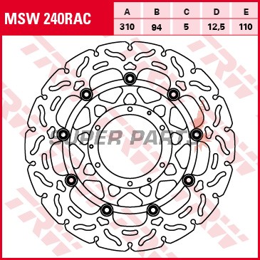 Δίσκος φρένου -TRW- MSW240RAC, 310mm, Honda CB1000R/RA ABS, CB1300/S/SA ABS, CBR600RR ABS, CBR1000RR Fireblade (2003-2016)
