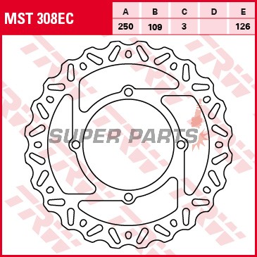 Δίσκος φρένου -TRW- MST308EC, 250mm, Kawasaki KX250/KX250F motocross (2004-2018)