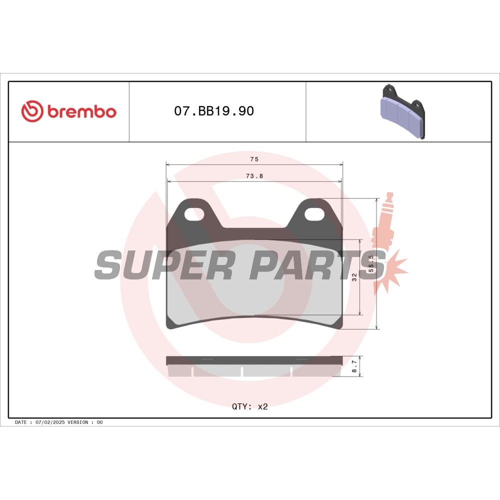 Τακάκια φρένων -BREMBO- 07BB1990, Aprilia RSV/Falco/Pegaso, BMW F800, Ducati Monster/ST/Multistrada, Moto Guzzi Breva/California/Norge/Stelvio, KTM Duke/LC4/SM, Yamaha XJR/TRX