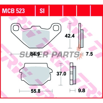 Τακάκια φρένων -TRW- MCB523, Aprilia RX 125, Tuareg 350/600, Husaberg FE600, MC350, Husqvarna TE350/510, WR240/250, CR125/250, Kawasaki GPZ305/500, KLR250/600/650, KLE250/500, KMX125/200, ZX-7R 750, KTM Duke 400, MX125/250/500/600, Suzuki GN125, TU125