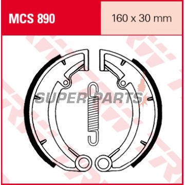 Σιαγόνες φρένων -TRW- MCS890, 160x30mm, MZ/MUZ ETZ 250/251/301 Fun, Saxon 125/150/500 Country, Silver/Red Star 500, TS 125 (1973-2000)