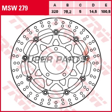 Δίσκος φρένου -TRW- MSW279, 320mm, Triumph Sprint 1050ST (2006)