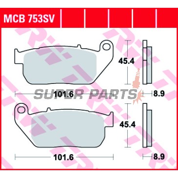 Τακάκια φρένων -TRW- MCB753SV, Harley Davidson XL Sportster, Custom, Roadster, Nightster, Forty Eight, Seventy Two, Iron - 883/1200cc, 2004-2013