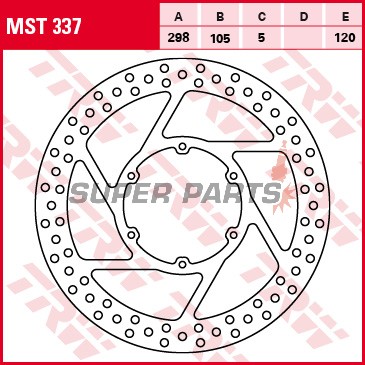 Δίσκος φρένου -TRW- MST337, 298mm, Aprilia Pegaso 125/600/650 Strada/Trail/Garda + BMW F650/F650GS/F800GS + G650 Xcountry/Xchallenge (1989-2013)