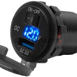 Αντάπτορας, αναπτήρας τσιγάρων -4 RIDE- 12V, USB 3.0 + βολτόμετρο, 2 pin - universal